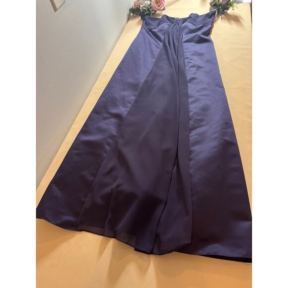 David’s Bridal Strapless Gown Sz 14 Ruched Bodice Formal Bridesmaid Eveningwear - Picture 7 of 10